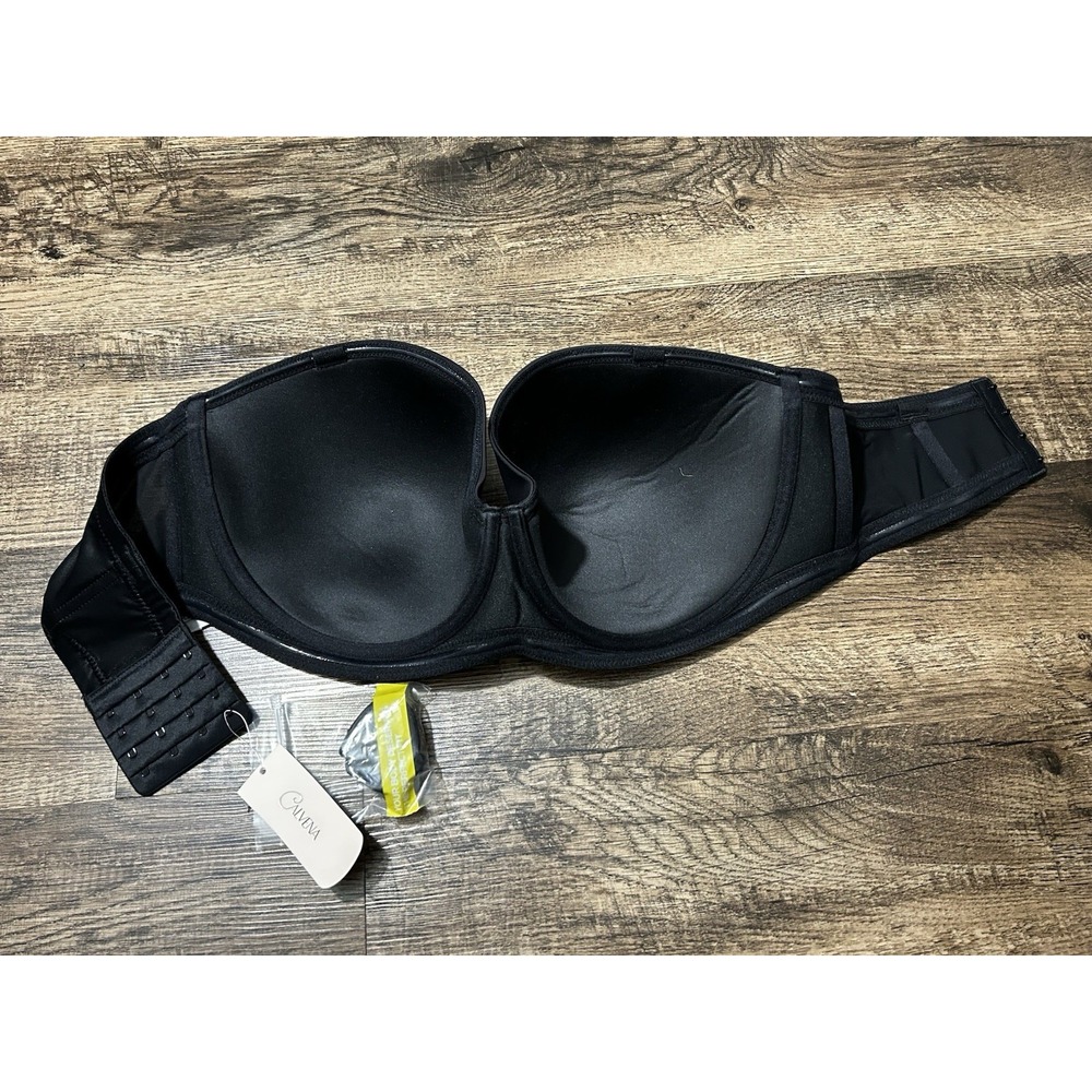 Calvena by Delimira Strapless Bra 38E Black Smooth, Non Slip, Convertible Full - Picture 5 of 10